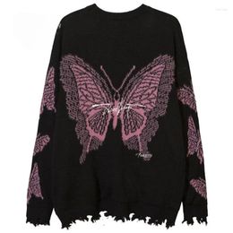 Men's Hoodies Guochao Original Fashion Brand High Street Dark Butterfly Round Neck Sweater For Men And Women Couples Ins Lazy Style