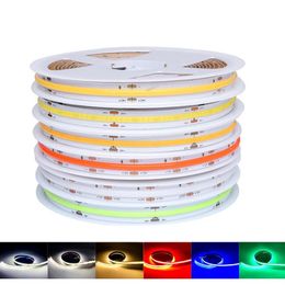 Flexible COB LED Strip Light DC12V FOB 10mm High Density Dimmable Tape Red Green Blue Nature Warm Cold Pure White Ribbon CE201C