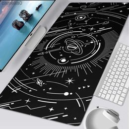 Mouse Pads Wrist Rests Kawaii Laptop Carpet Large Mouse Pad Space Black and White Mousepad Gamer Deskmat Office Keyboard Mouse Mats Gaming AccessoriesL231221