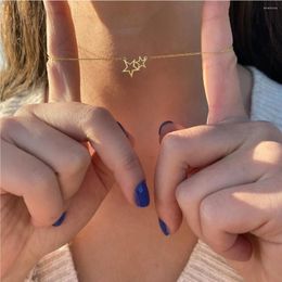 Chains Stainless Steel Necklaces Tiny Star Flower Choker Unique Kpop Chain Korean Fashion Necklace For Women Jewellery Wedding Party Gift