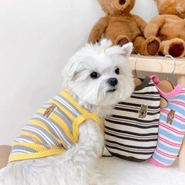 Dog Apparel Pet Striped Vest Clothes Winter Puppy Cute Print Shirt Soft Cat Coverall Chihuahua