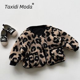 Thicken Warm Fleece Leopard Autumn Winter Children Jackets Casual Girls Coats Toddler Outerwear Kids Clothing For 1-8Y 231221