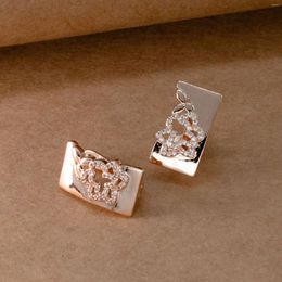 Dangle Earrings Luxury Glossy Micro Wax Inlay 585 Rose Gold Women Fashion Jewelry Square Flower Shaped Wedding Bridal Hollow Drop