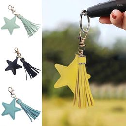Keychains Leather Star Key Chain Fashion Colorful Five-pointed Tassel Keychain Women Handbag Rings Accessories Jewelry