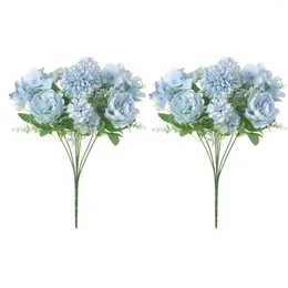 Decorative Flowers Fall Containers Lavender Dried 2 Packs Artificial Peony Silk Hydrangea Flower El Wedding Home Decoration