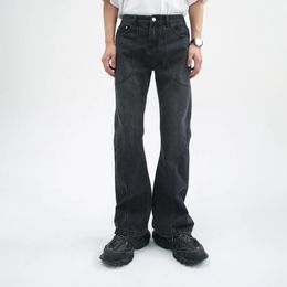 Four Seasons Men Jeans Korean Wave Stitching Casual Drape Mid Waist Straight Pants Street Men High Street Pants Jeans Y2k Jeans 231220