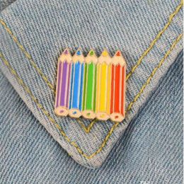 Coloured pencils Enamel Pin Childhood Sweet Cute badge brooch Lapel pin Denim Shirt Collar Cartoon Jewellery Gift Kids Girls Friend G283w