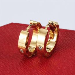 High Polished Fashion Jewellery Luxury Stud Earring Hip Hop Stud Earings Silver Gold Rose Ear rings for Women Party Wedding Hoop ear216l