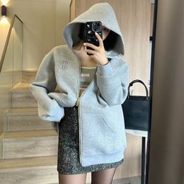 Designer hoodies women hooded hoodie autumn winter loose zipper cardigan sweatshirts trendy couple thick coat