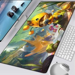 Mouse Pads Wrist Rests Large Gaming Mouse Pad Computer Mousepad PC Gamer Mouse Mat Laptop Mausepad League of Legends Teemo Carpet Keyboard Mat Desk PadL231221
