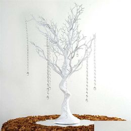 Party Decoration 30 Manzanita Artificial Tree White Centerpiece Party Road Lead Table Top Wedding Decoration 20 Crystal Chains261Q3485