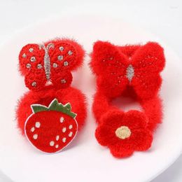 Hair Accessories Oaoleer 2-4Pcs Strawberry Butterfly Band Elastic Ties Scrunchies Plush Rubber Girls Ponytail Holder