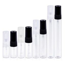 500Pcs 2ml 3ml 5ml 10ml Glass Perfume Bottle Clear Spray Bottles Empty Fragrance Packaging Vial With Black White Cap Inoox