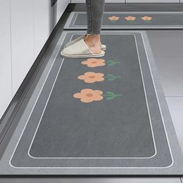 Kitchen Floor Mat Super Absorbent Diatomaceous Mud Doormats Bathroom Pad AntiSlip Mats Wipeable Wash Long Strip Carpet 231220