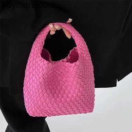 BottegaaVeneta Bags Hobo Jodies 7A Genuine Leather Summer Leather Vegetable Basket Tiktok Oblique Straddle Child Mother Pure Handmade Women's Woven