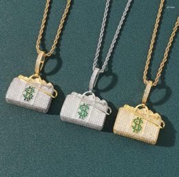 Pendant Necklaces Personalized And Creative Shiny Zircon Inlaid Dollar Small Bag Charm Necklace Men Women Hip-Hop Trend Jewelry Gift