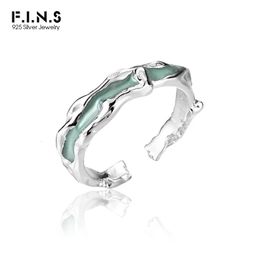 FINS Korean Enamel 100 S925 Sterling Silver Irregular Shaped Index Mid Finger Rings for Women Men Stackable Punk Party Jewel 231220