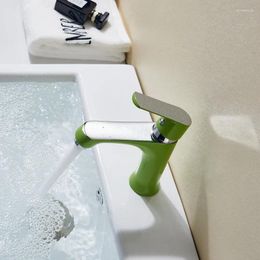 Bathroom Sink Faucets Vidric Green Basin Faucet Single Lever Cold Water Mixer Tap Orange Vessel Deck Mounted F