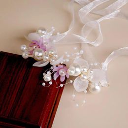 Hair Accessories Flower Headband Adjustable Faux Pearl Hairband For Girls Princess Style Wedding With Anti-slip Design Fairy