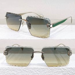 Hot selling mMens Fashion Designer Brand sunglasses Mens Womens Frameless Metal Gradient Green lenses Modern Fashion sunglasses with box Z059