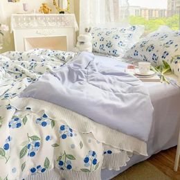 Bedding Sets Home Textile Pastoral Small Floral Single Summer Quilt Four-piece Princess Lace Simple Dormitory Sheet