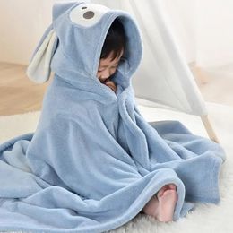 Children Bathrobe Hooded Coral Fleece Cute Soft Cloak Shower Embroidered Bath Towel Woven Cartoon Beach Cloth Kids Animal Towel 231221