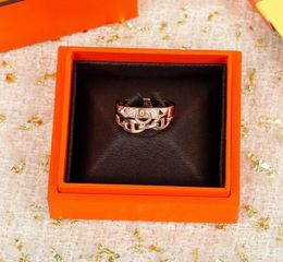 S925 silver hollow design band ring with diamonds in 18k rose gold plated for women engagement jewelry gift have box stamp PS33852657104