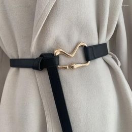 Belts Fashion Luxury Leather Women Belt High Quality Designer Metal Buckle Waist Strap All-match Lady Dress Coat Sweater Waistband