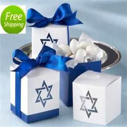 50PCS Star of David Favour Boxes Wedding Favour Baby Shower Holder Party Reception Table Decor Sweet Package with RIBB263k