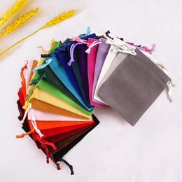 Soft Velvet Jewelry Pouches Storage Bags Rings Necklace Earrings Stud Bracelets Bangle Gift Drawstrings Packaging Bags Multiple Specifications