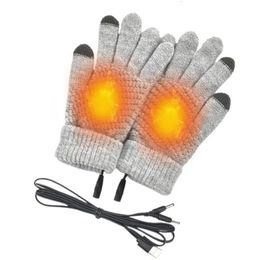 Heated Gloves Winter Thermal Warm Gloves With Built In Heating Sheet USB Charging Soft Fishing Cycling Gloves For Men Women 231220