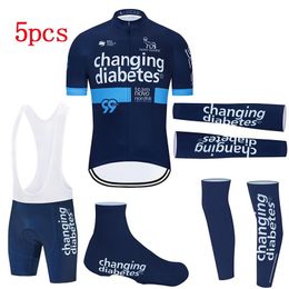 2021 BLUE CHANGING Summer Pro Team Cycling Jersey Men MTB Bike Shorts 5pcs Full Set Quick Dry Bicycle Wear Ropa Ciclsmo277V