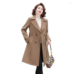 Women's Trench Coats Spring And Autumn Ladies Windbreaker 2023 Middle-Aged Elderly Fashion Mother Dress Temperament Long Coat Woman5XL