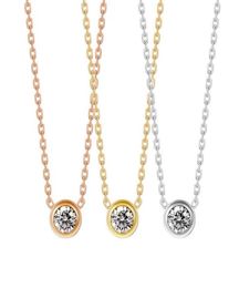Designer necklace women chain Single diamond pendant gold silver rose stainless steel Never fade modern stylish womens necklaces3507829