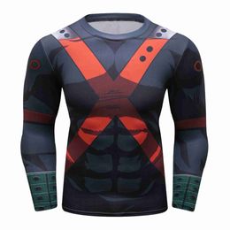 Men's T-Shirts Anime Mens Rashguard Jiu Jitsu Bjj T shirt Long Sleeve Compression Muscular Breathable Boxing Jersey High Quality MMA ClothingL2312.21