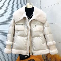 Winter Lamb Fur Coat Womens Thick Faux Leather Sheepskin Streetwear Waterproof Jacket Female Shearling Bomber 231220