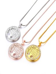 New Fashion Tree of Life Necklace Crystal Round Small Pendant Necklace Rose Gold Silver Colors Elegant Women Jewelry Gifts Dropshi4643534