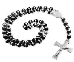 Anniversary cool men beads necklace 8mm wide stainless steel for man rosary necklaces,classical religious RN1002886791