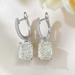 Choucong varumärkesklippörhängen lyxiga smycken Real 100% 925 Sterling Silver White Moissanite Diamond Gemstones Party Women Eternity Dingle Earring for Lover Gift