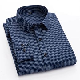 8XL Male Social Formal Shirts Solid Plaid Striped Shirt Button Up Men Dress Casual Long Sleeve for Streetwear 231220