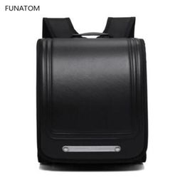 Funatom 2019 New School Bags Orthopedic Backpack For Boys and Girls Waterproof PU Randoseru Backpack Japan Student Bag2198