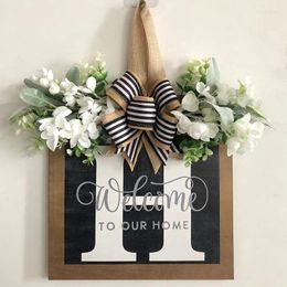 Decorative Flowers 26 English Letters Creative Door Hanging Decoration Artificial Plants Home Decor Wooden Crafts Arrangement Welcome To Our