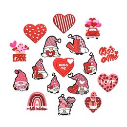 17pcs/set Set Valentine's Day Theme Shoe Decorations Charms For Clogs PVC Shoe Accessories For Christmas Birthday Gift Party Favors