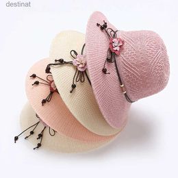 Wide Brim Hats Bucket Hats Women Bow Flowers Straw Hat Outdoor Sun Sunscreen Collapsible Beach Hat MZ007L231221