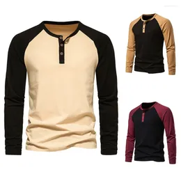 Men's T Shirts High Quality Collar Shirt Men Casual Raglan Sleeve Long For Autumn Mens