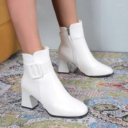 Boots Platform Women 2023 High Quality White Women's Comfortable Chunky Heel Commuting Office Ladies Heels