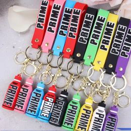 Keychains Lanyards Prime Drink Rubber Keychain Cute Bottle Key Chains Ornament Car Bag Pendant Keyring FY5931 1221