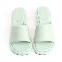 Dress Shoes 2023 Summer Women's Mid-heel Sandals Italian Designer Large Size Slippers Comfortable Fashion Wedding Muller Sh