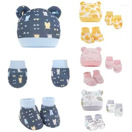 Hair Accessories Born Cute Cartoon Hat Gloves Socks Set For Baby Boy Girl Cotton Casual Pography Props Soft Headwear Infant Beanie Nightcap