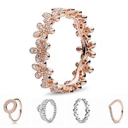 Popular 925 Sterling Silver Cheap Rose Gold Fit Thin Finger Rings Stackable Party Round Rings Women Original Pando Jewellery Gifts